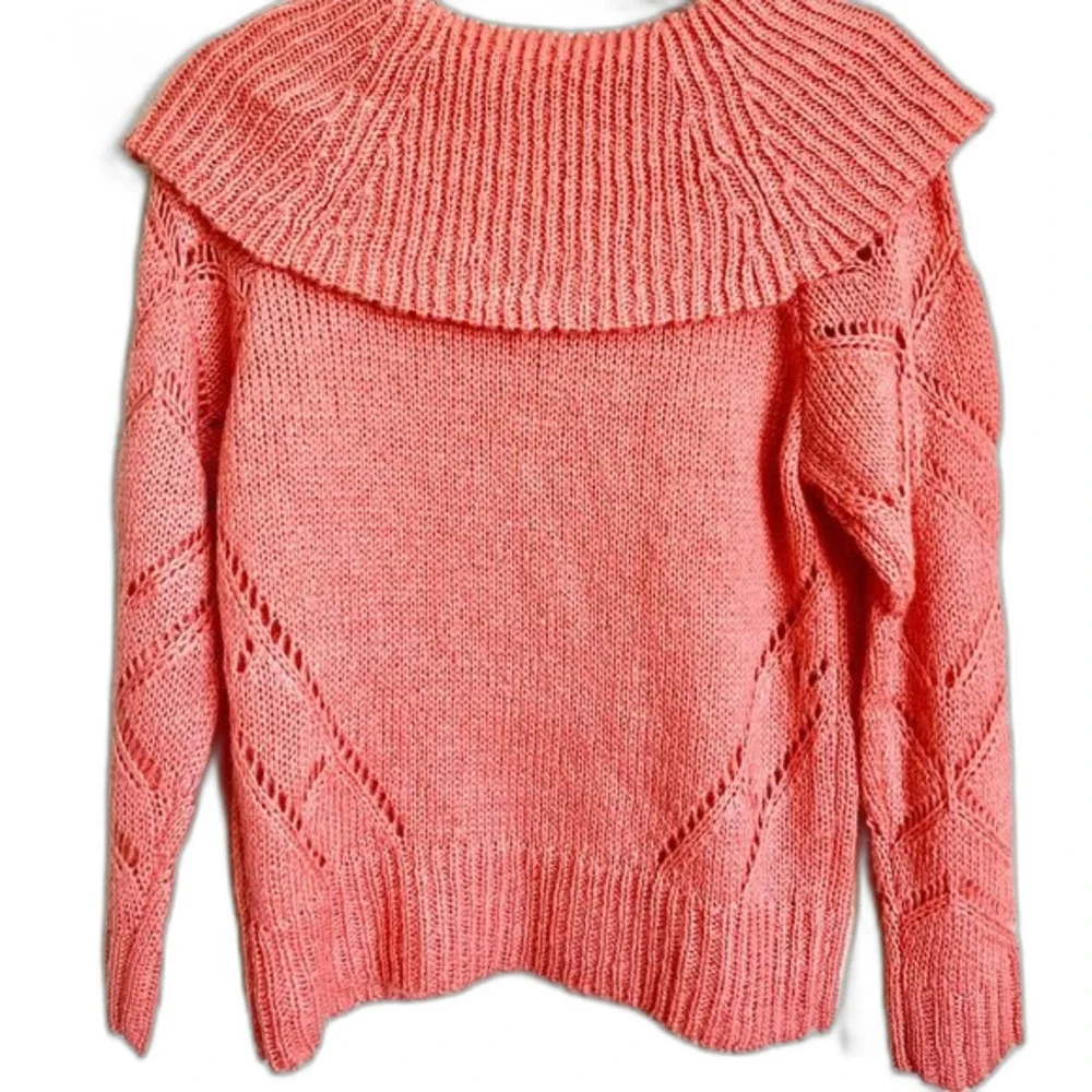 LC Lauren Conrad coral sweater women  Long sleeve cowl neck knit sweater size S